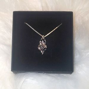 Black/White Diamond Sterling Silver Necklace